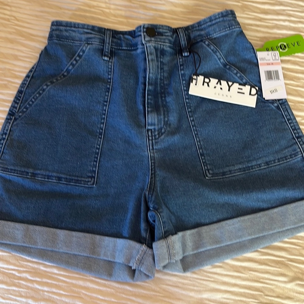 “Frayed” brand denim jean shorts